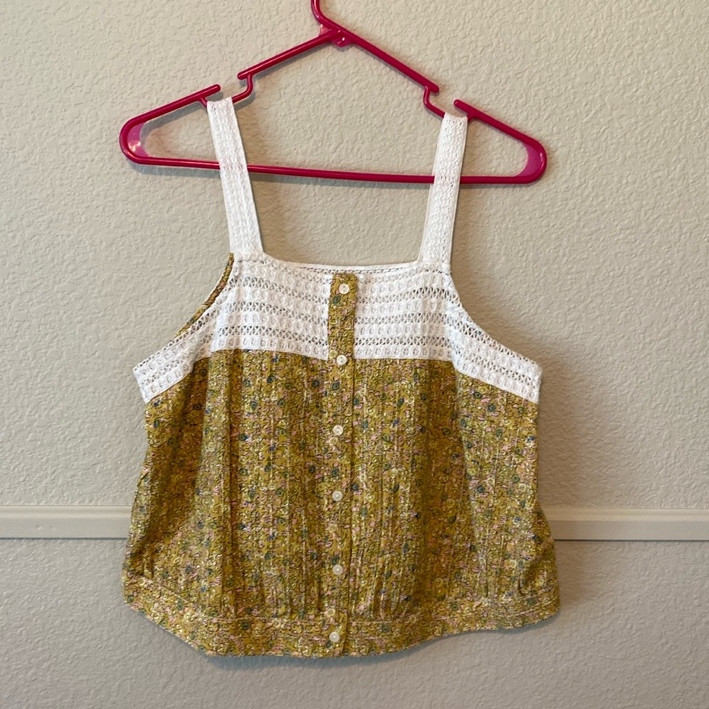 Yellow crop top size large vintage threads